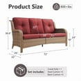 thumbnail image 7 of Giantfurnni Outdoor Deep Seat Sofa Patio Wicker 3-Seater Sofa Couch with Cushions for Balcony Porch Deck, Red, 7 of 7