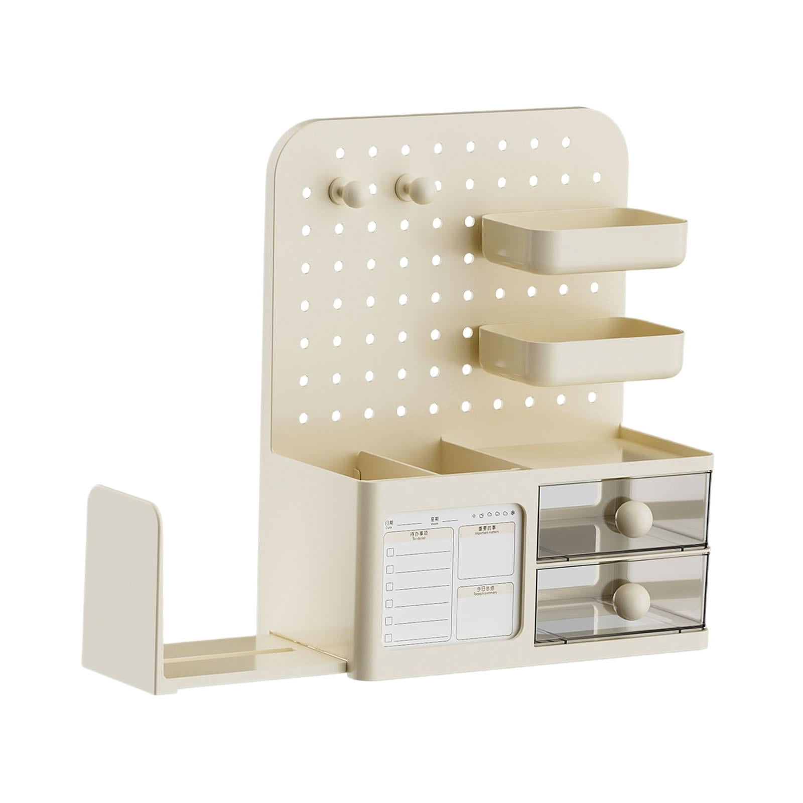 Fiocias Desk Organizer with Drawer Desk Organiser Accessories Supplies Creative Pegboard Yellow