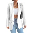 thumbnail image 2 of Joernso Women Suit Coat Spring Autumn Solid Color Business Suit Coat Lapel Long Sleeve Flap Pockets Open Front Suit Jacket, 2 of 7