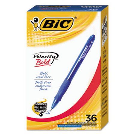 New Bic Velocity Retractable Ball Pen, Blue Ink, 1.6 mm, 36/Pack , Each