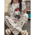 thumbnail image 1 of Pyjamas Printemps et Automne 2024 pour Femmes, Col Rond Ample, Mignon Hello Kitty, service à Domicile, Manches Longues, Pantalon, Ensemble Deux Pièces, Vente en Gros tzw, 1 of 7