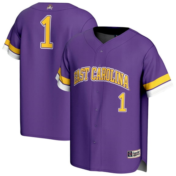 Youth GameDay Greats #1 Purple ECU Pirates Lightweight Collegiate Baseball Fashion Jersey