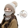 thumbnail image 3 of SPRING PARK 1 Set Women Winter Knitted Beanie Cap Warm Face Cover Neck Scarf Gloves Outdoor Hat+Scarf, 3 of 5
