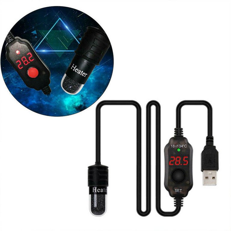 USB Powered Submersible Aquarium Heater, 10W/5V/2A Adapter, Mini Fish Tank  Heater 10W with Built-in Thermometer, External Temperature Controller, LED  Display, Used for 1-3L Tank - Walmart.com