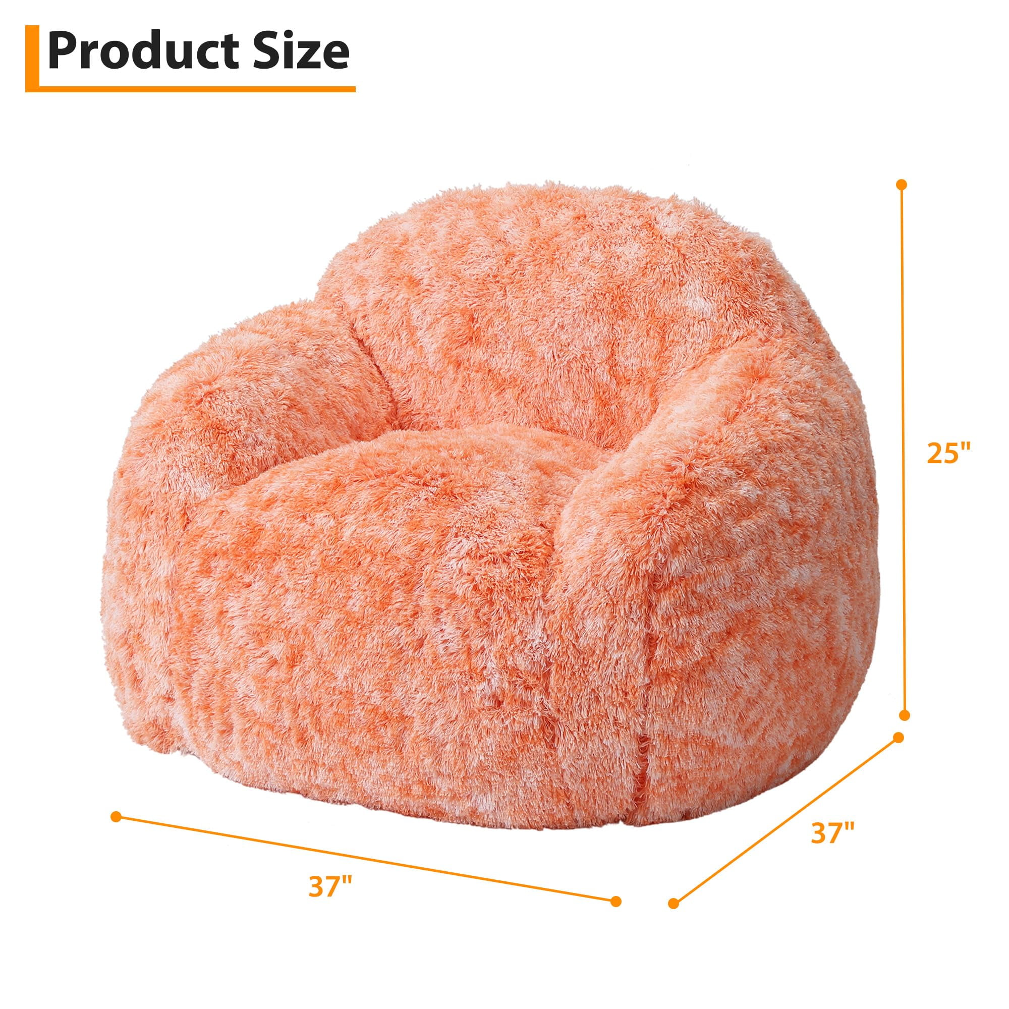 BouPower Bean Bag Chair for Adults, Plush Fluffy Faux Fur Sofa, Premium High-Density Sponge Filler Ergonomic Backrest & Armrests, Removable Washable Cover Comfy Lazy Chair for Bedroom Living Room