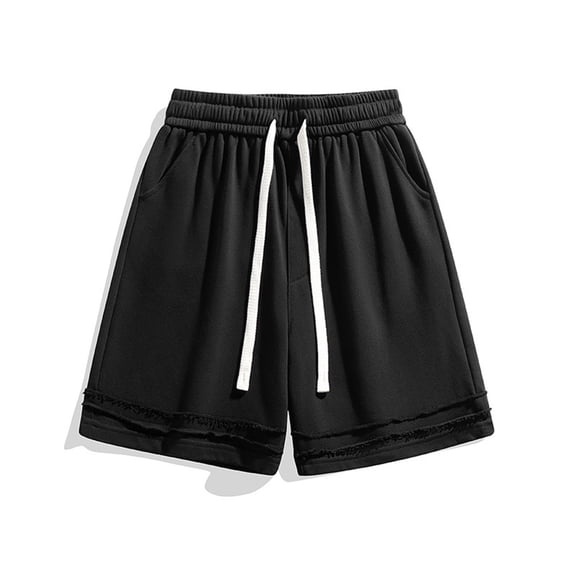 Vibrex Men's Shorts, Men Casual Comfy Fashion Solid Shorts Regular Elastic Waist Beach Pants,Summer Shorts Men Comfortable Black_L