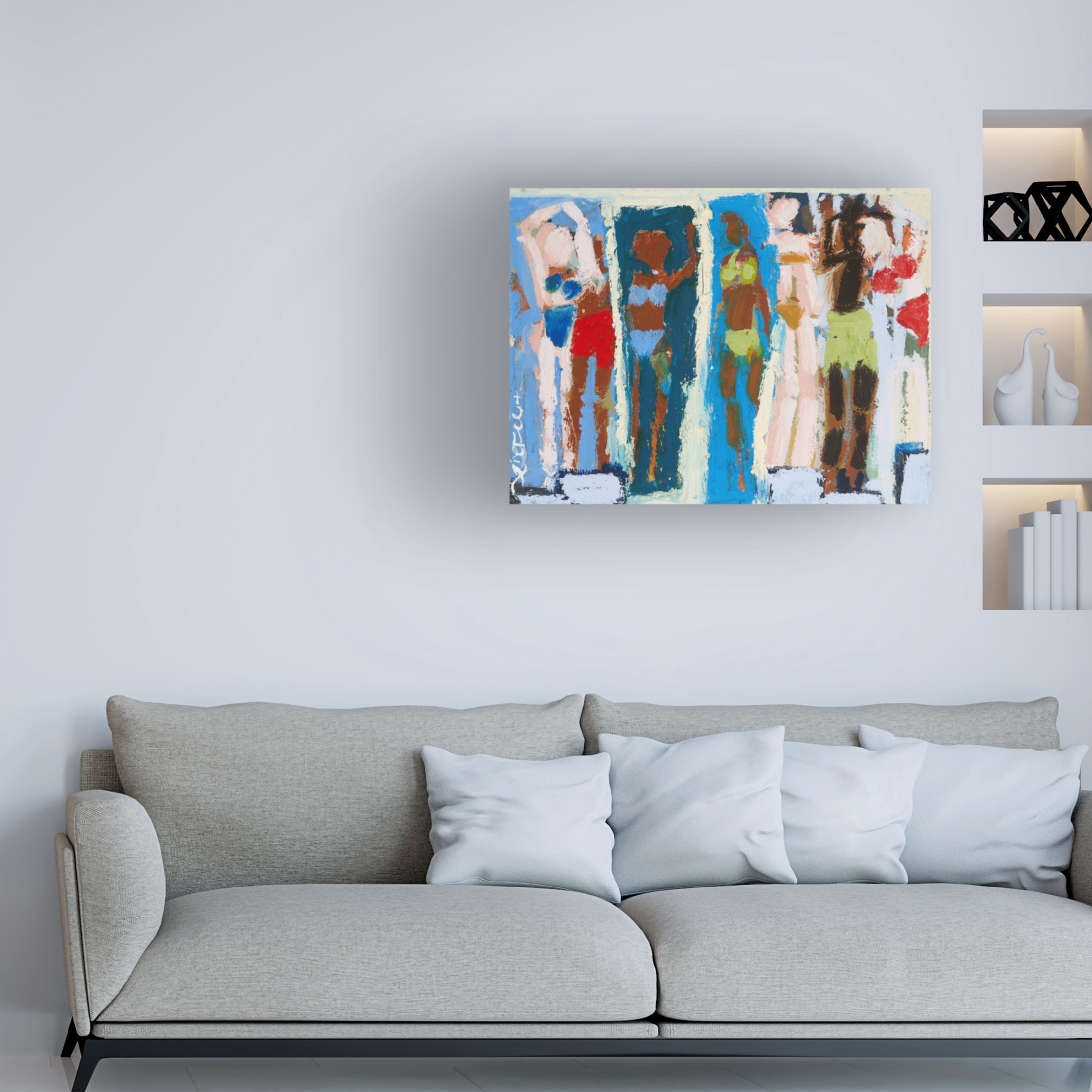 Canvas Wall Art - Erin McGee Ferrell 'Beach Sunbathers II' Wall Art for Living Room, Bedroom, or Office Décor by Trademark Fine Art - 47 x 35 Inches