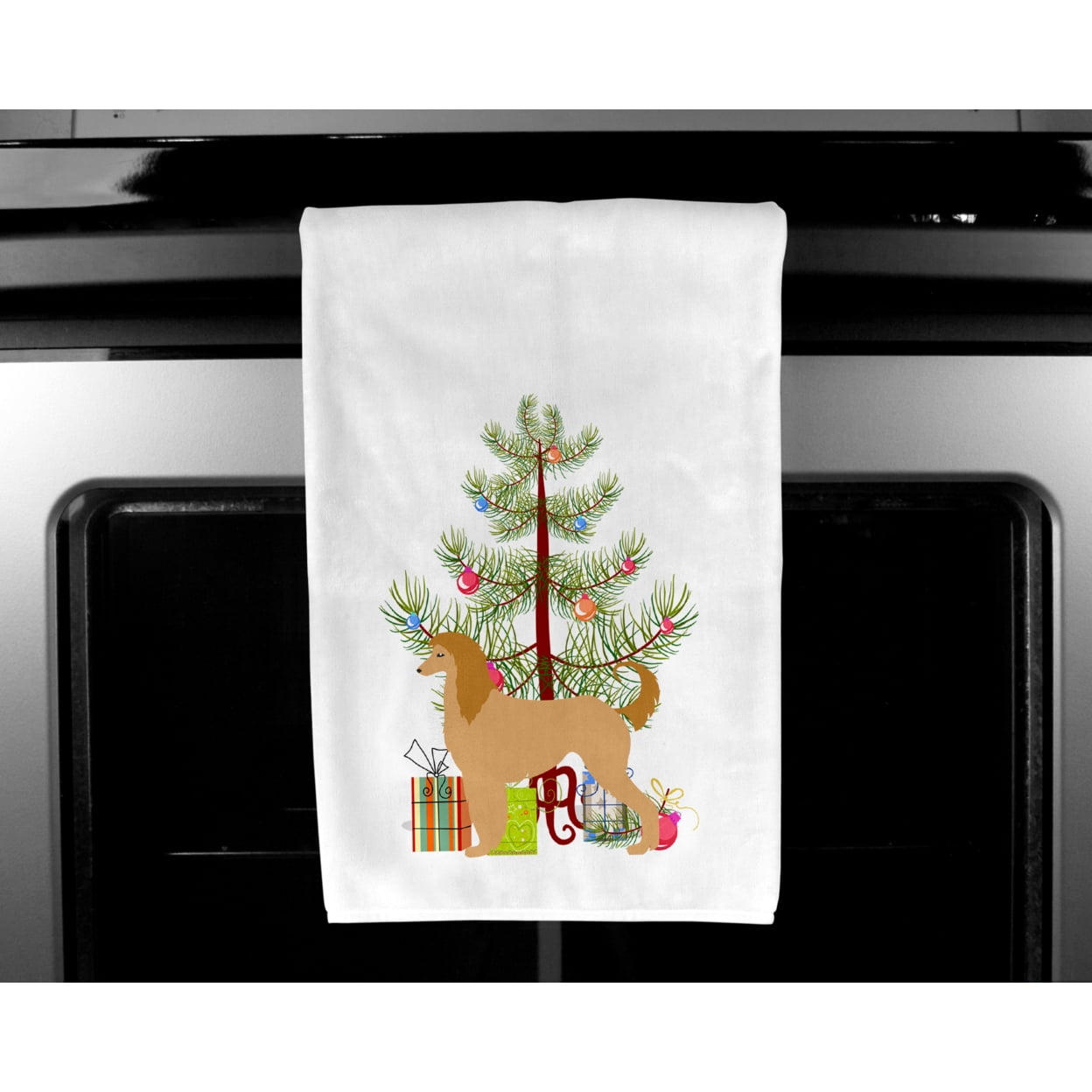Afghan Hound Merry Christmas Tree White Kitchen Towel Set of 2