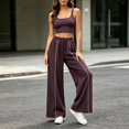 thumbnail image 5 of WIZUTIZ Women's High Waist Wide Leg Trousers Elastic Waist Drawstring Side Stripe Pockets Full Length Casual Loose Pants Street Style Elegant, 5 of 7