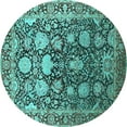 thumbnail image 1 of Ahgly Company Machine Washable Indoor Round Oriental Turquoise Blue Industrial Area Rugs, 6' Round, 1 of 4