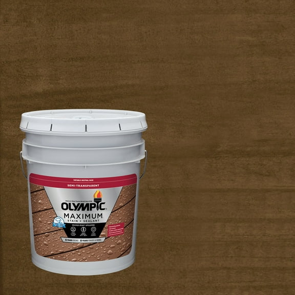 Olympic Maximum 5 Gallons ST-2012 Dark Oak Semi-Transparent Exterior Stain and Sealer in One Low VOC