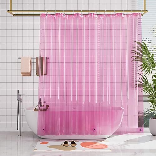 AmazerBath Shower Curtain Liner  72x72 Clear Shower Curtain Liner  Waterproof Plastic Shower Liner  Cute Lightweight PEVA Shower Curtain for Bathroom with 3 Magnets and 12 Rustproof Metal