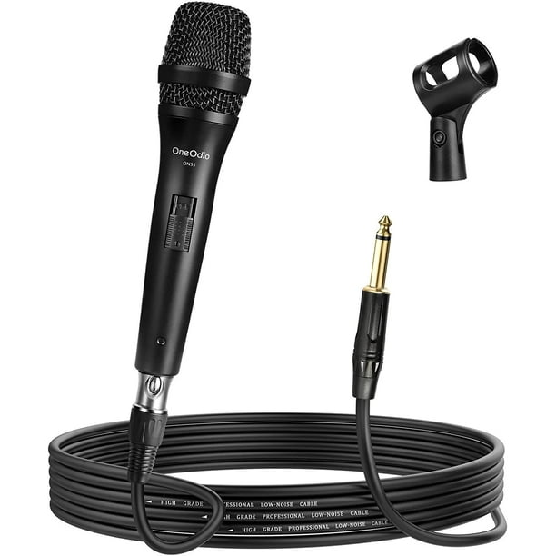 KSCD ON55 Microphone vocal filaire avec câble XLR de 16,4 pieds et clips  micro, interrupteur marche/arrêt, femelle en métal, micro vocaliste  portable pour chant, discours, mariage, activités de plein air, ampli  guitare