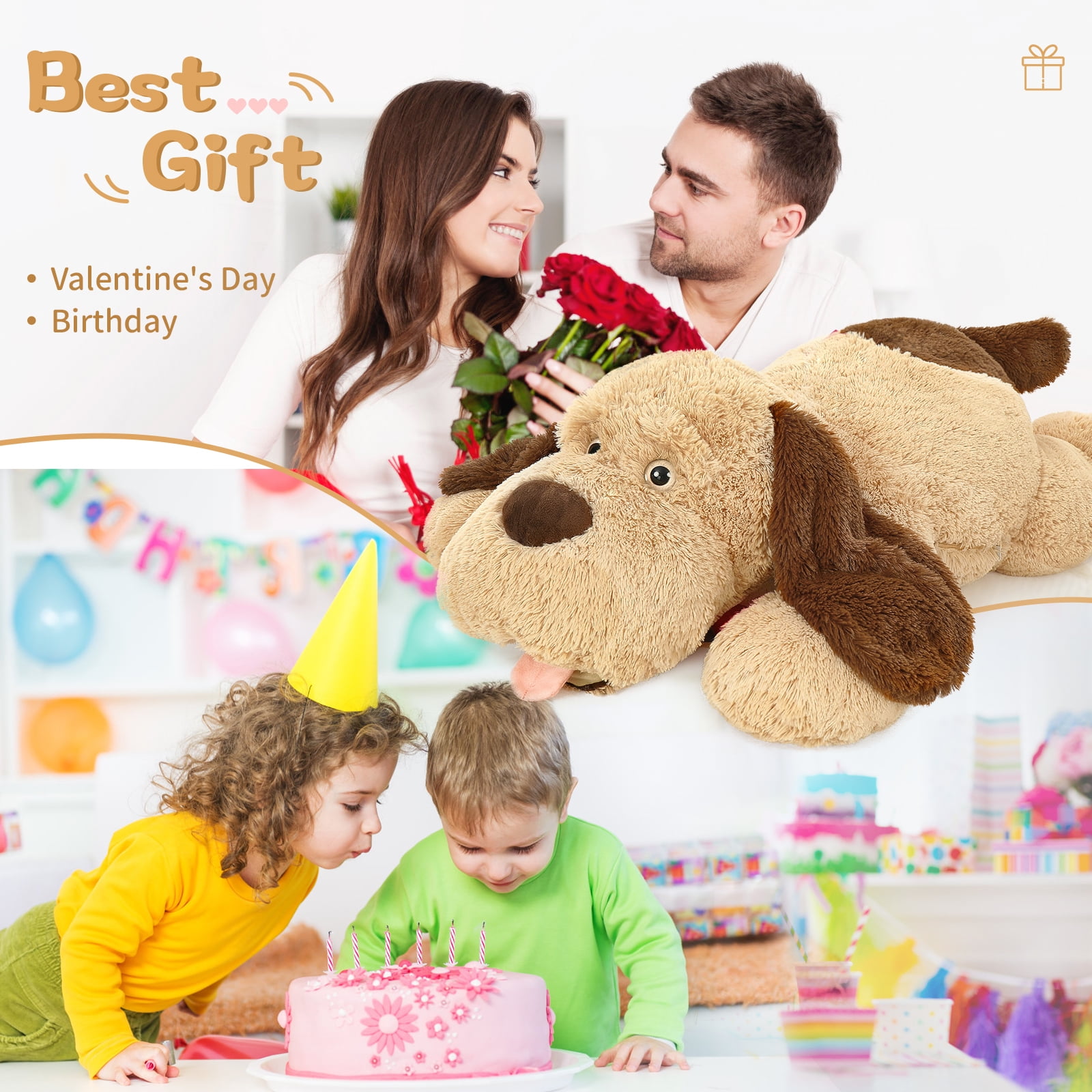 MorisMos Giant Stuffed Dog 40'' Puppy Stuffed Animal Big Plush Toy