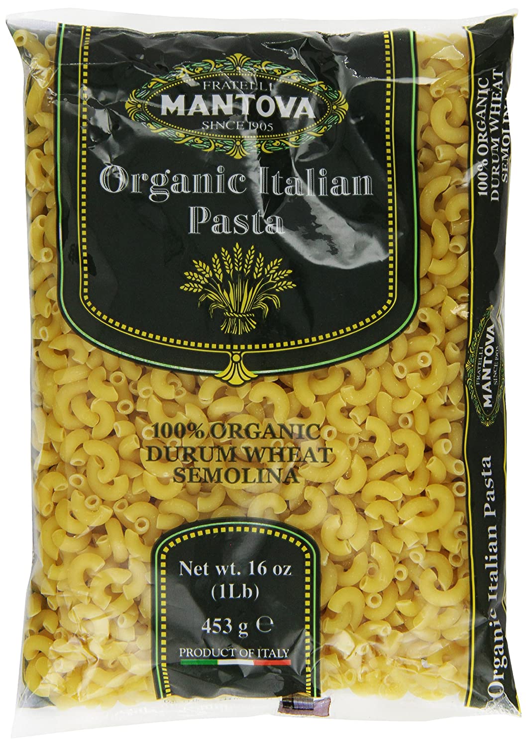 Mantova Italian Organic Macaroni Elbow Pasta, 1 Lb Bags (Pack Of 12