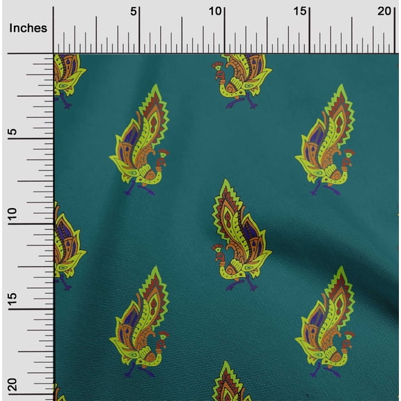 oneOone Cotton Jersey Dark Teal Green Fabric Peacock Block Sewing Craft Projects Fabric Prints By Yard 58 Inch Wide