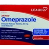 Leader Omeprazole Treats Frequent Heartburn Acid Reducer 20 mg, 14 Tablets