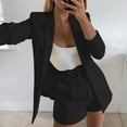 thumbnail image 2 of Lovskoo 2024 Womens Casual Blazers Open Front Crop Blazer Jacket Business Attire Solid Long Sleeve Suit Lapel Collar Slim Cardigan Coat Black, 2 of 7