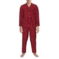 thumbnail image 3 of Honeii Ensemble de Pyjama de Noël Motif Flocons de Neige Rouges pour Hommes, 2 Pcs Chemise de Nuit à Manches Longues et Bas de Pyjama, Ensembles de Pjs pour Hommes-TG, 3 of 7