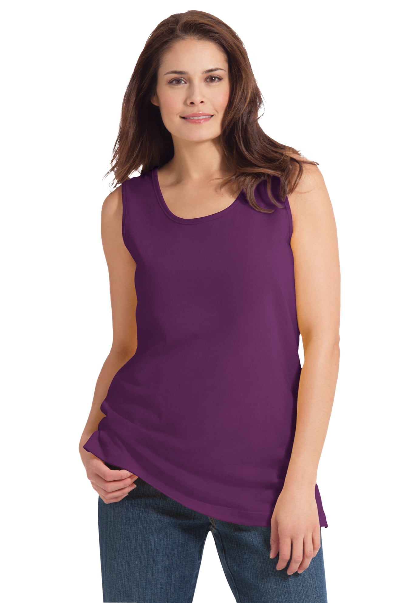 Woman Within Womens Plus Size Perfect Scoop-Neck Tank 