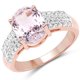 thumbnail image 1 of 14K Rose Gold Plated 3.27 Carat Genuine Kunzite Oval and White Zircon .925 Sterling Silver Ring Ring QJ Model, 1 of 4