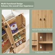 SinCiDo Arched Pantry Storage Cabinet with 4 Fluted Wood Doors, 71 Modern Kitchen Organizer with 6 Doors Shelves & Adjustable Shelves, Versatile Cupboard for Kitchen Dining Room