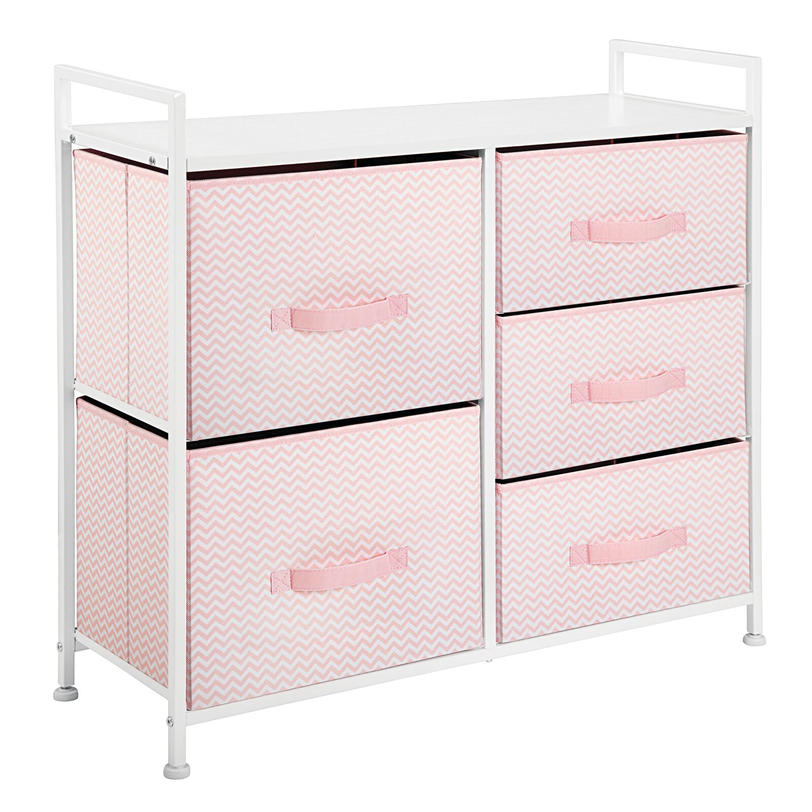 Set of 5 Organizers Pink/White mDesign Soft Fabric Dresser Drawer and Closet Storage Organizer Set for Child/Baby Room or Nursery 