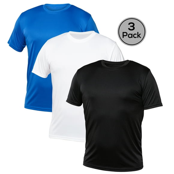 Blank Activewear Lot de 3 T-Shirts pour Hommes, Tissu Performance Séchage Rapide