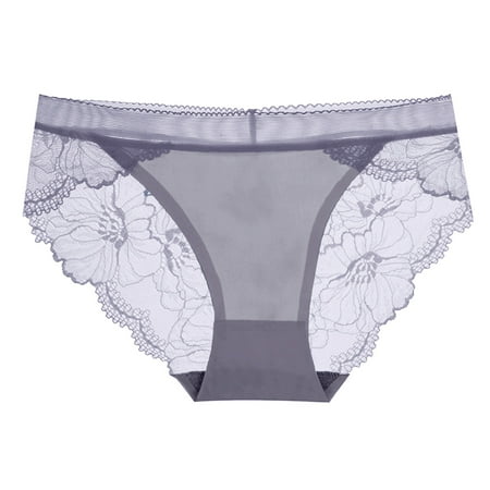 SUNYCUTER Women Ice Silk Seamless Stitching Lace Edge Panties Hollow Sexy Breathable Panties Women s Cotton Underwear High Waisted Ladies Full Coverage Panties High-Cut Stretch Cool Underwear
