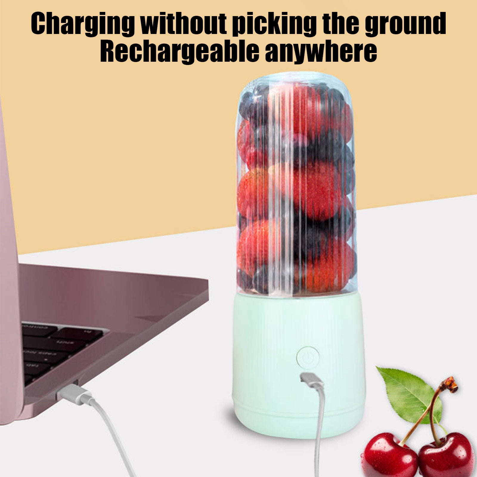 Lunxisen 4 pcs Portable Blender Small Smoothie & Shake Maker, Personal Blender, Rechargeable Mini Mixer with Extra Lid for Travel, Office, Gym