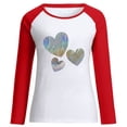 thumbnail image 3 of Femmes Sweatshirt Valentines Day Clearence Femmes Casual Col Rond Raglan Couleur Correspondant Jour de la Saint-Valentin Imprimer T-Shirt à Manches Longues Top Je Blanc XL, 3 of 3