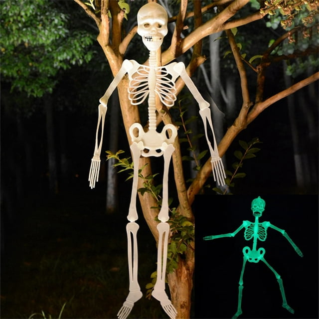 Estbridge Fall Savings Luminous Skeleton Bone 35.43 In Skull Bone Light up Skeleton Decor Full Body Human Bone Decor Skeleton Bauble Graveyard Decorations Realistic Human Body Creepy
