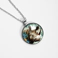 thumbnail image 4 of Rhinoceros Elegant Glass Circular Pendant Necklace for Women - Fashion Jewelry for Women's Necklaces, 4 of 5