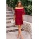 thumbnail image 4 of Vestido PRETTYGARDEN Mini Floral de Encaje Rojo Vino con Hombros Descubiertos M, 4 of 8