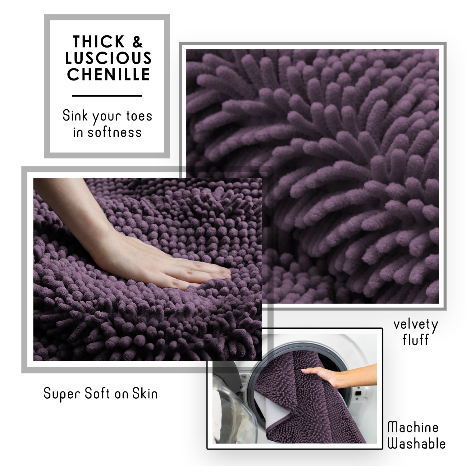 Lammaloe Chenille Bathroom Rugs Non Slip Bath Mat, 17x24 Ultra Absorbent, Bath Mats for Bathroom, Green Ombre