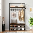 thumbnail image 4 of Ourlova 39.4" Entryway Hall Tree, Coat Rack Shoe Bench, Top Shelf, Hooks, Metal Frame, 350lb Capacity, 4 of 7
