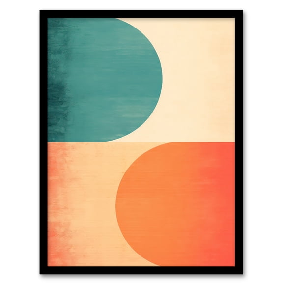 Teal Swipe Left Orange Swipe Right Abstract Cold and Hot Match Painting Art Print Framed Poster Wall Decor 12x16 inch