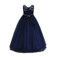 thumbnail image 2 of Girls Lace Bridesmaid Dress Long A Line Sleeveless Wedding Pageant Dresses Bowknot Tulle Party Gown,3-14T, 2 of 12