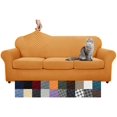 thumbnail image 1 of Latest Checkered 4 Pieces Couch Covers for 3 Cushion Couch Extra Large High Stretch Thickened Sofa Cover for Dogs Pets Anti Slip Furniture Protector Sofa Slipcovers (X Large, Orange), 1 of 7