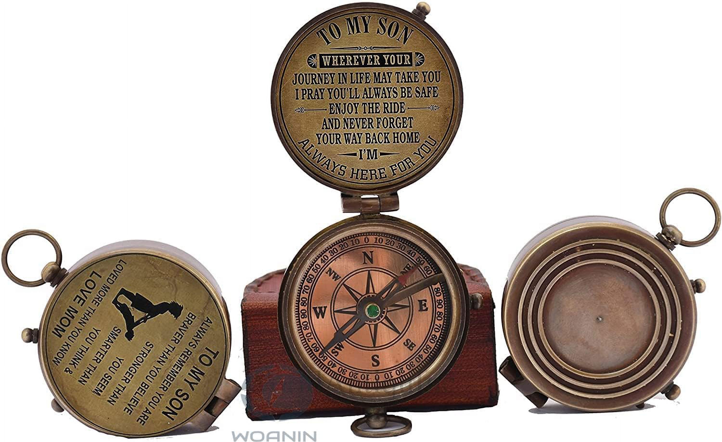 Son Gifts, to Son Compass – Mom to Son Gifts Working Compass with Leather Case/to My Son Love - Graduation Day Gifts for Son - Son Birthday Gifts - Confirmation Gifts for Son