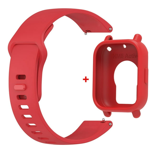Silicone Strap For Redmi Watch 5 Active Smart Watch Band + Protective Case Shell Red Bundle Redmi Watch 5 Active