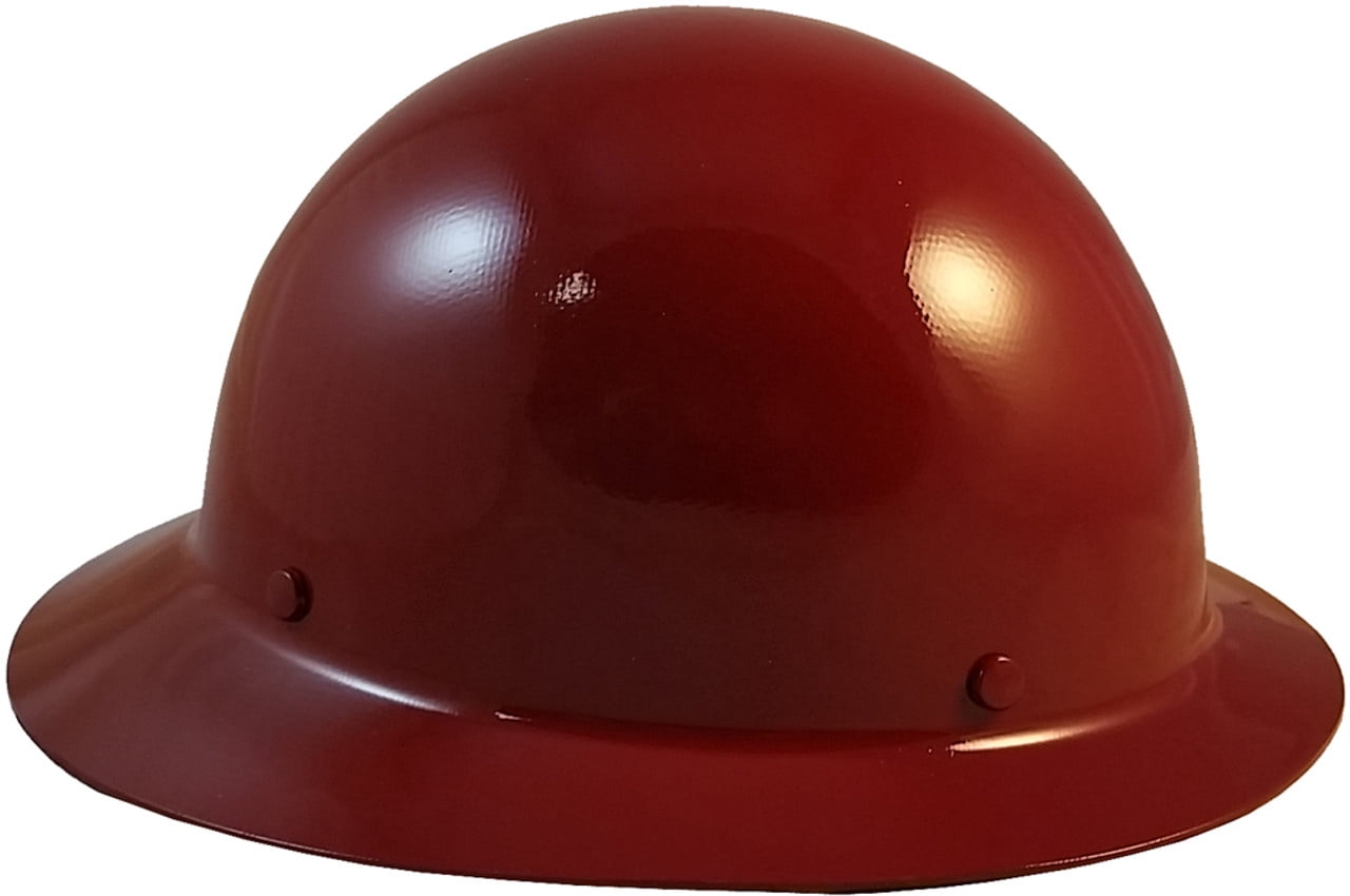 MSA Skullgard Full Brim Hard Hat with FasTrac III Ratchet Suspension - Maroon