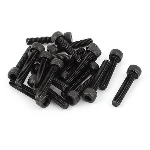 M6x30mm 12.9 Alloy Steel Screw Cap Point Hex Socket Screws Bolts Black 20Pcs