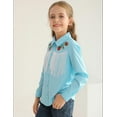 thumbnail image 2 of Fdqin Girls Western Shirt Floral Embroidered Cowgirl Shirts for Girls Long Sleeve Collared Retro Cowgirl Costume Cute Casual Blouses Blue 4-5 Years, 2 of 7