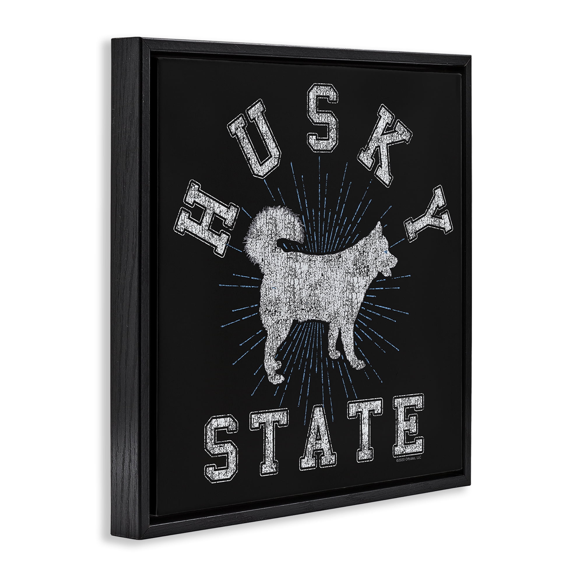 Stupell Industries Vintage Husky State Novelty & Humor Painting Black Floater Framed Canvas Art Print Wall Art, 18 x 18