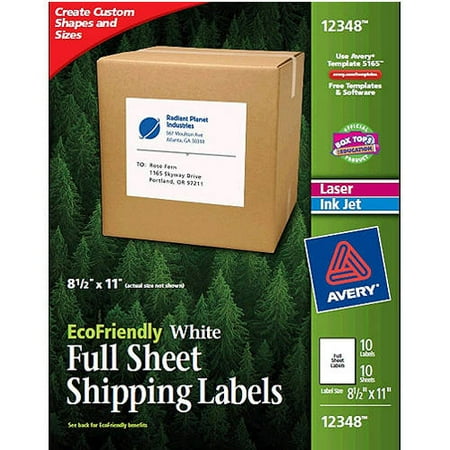 avery eco shipping labels full page white 10 count walmart com