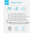 thumbnail image 2 of Anker Power Strip with 3 USB Ports, Surge Protector (2100J-5ft), 12 Outlets with 2 USB-A Ports and 1 USB-C Port,Flat Plug, Compatible with iPhone 16/16 Pro/16 Pro Max, for Home,Office, TUV Listed, 2 of 7