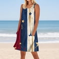thumbnail image 2 of Women's Vacation-Ready Sundress, Sleeveless Square Neck Summer Dress with Patriotic Print, Ideal for Tropical Getaways,Blue L, 2 of 4
