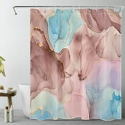 HVEST Modern Abstract Marble Shower Curtain Decor,Pink and Blue Marble Minimalist Art Shower Curtains for Bathroom 60X72 inch Polyester Fabric Bathroom Decoration Bath Curtains Hooks Included