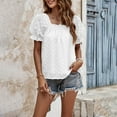 thumbnail image 2 of Lumivie Off The Shoulder Tops For Women Loose Summer Western Tshirts Shirts For Women Fringe Black Blouses For Women Plus Size Funeral White T Shirts For Women Cropped Ribbed, 2 of 6